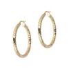 Autentica - 1-1/4" Hammered Round Hoop Earrings In Gold
