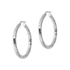 Autentica - 1-1/4" Hammered Round Hoop Earrings In Metallic