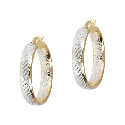 Autentica - 1" Diamond Cit Two-tone Hoop Earrings In Multi