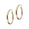 Autentica - 1" Hammered Oval Hoop Earrings In Gold