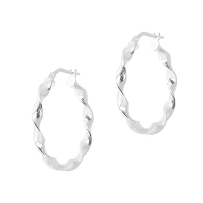 Autentica - 1" Twisted Round Hoop Earrings In Silver