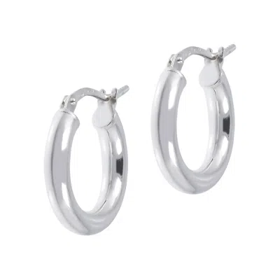 Autentica - 1/2" Polished Round Hoop Earrings In Silver