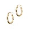 Autentica - 3/4" Hammered Round Hoop Earrings In Gold
