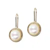 Autentica - 8mm Cultured Pearl Button Drop Earrings In Gold