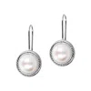 Autentica - 8mm Cultured Pearl Button Drop Earrings In White