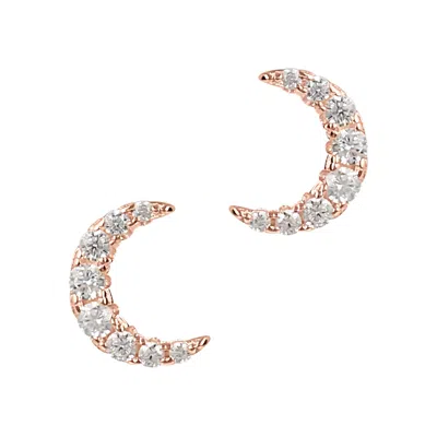 Autentica - Crescent Moon Stud Earrings In Metallic
