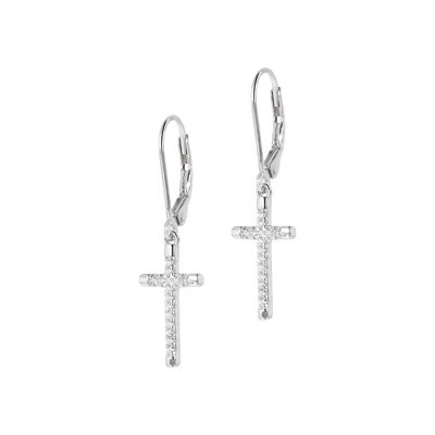 Autentica - Cross Dangles Lever Back Earrings In Silver