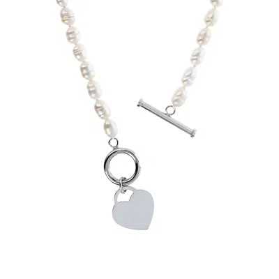 Autentica - Cultured Pearl Heart Charm 18" In White
