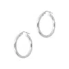 Autentica - Diamond Cut 1" Round Hoop Earrings In Silver