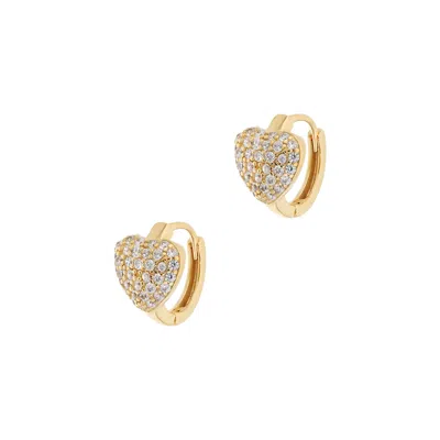 Autentica - Heart Huggie Hoop Earrings In Gold