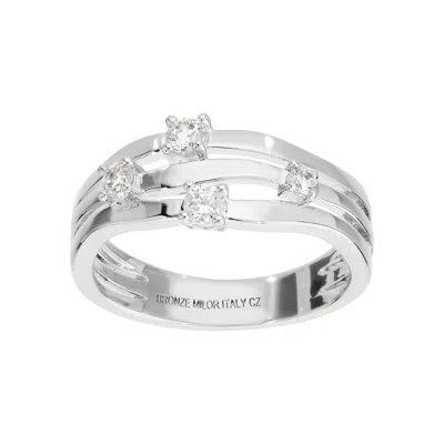 Autentica - Multi-row Split Shank Ring In White