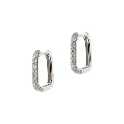 Autentica - Pave Huggie Hoop Earrings In White