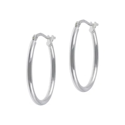 Autentica - Polished 1" Oval Hoop Earrings In Silver