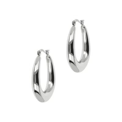 Autentica - Polished Oval Hoop Earrings In Silver