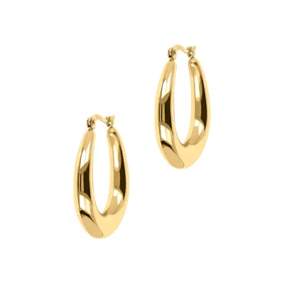 Autentica - Polished Oval Hoop Earrings In Gold