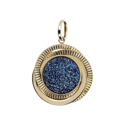 Autentica - Reversible Druzy Quartz Labradorite Pendant In Gold