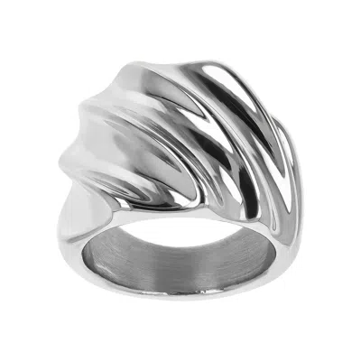 Autentica - Slanted Ribbed Ring In Silver