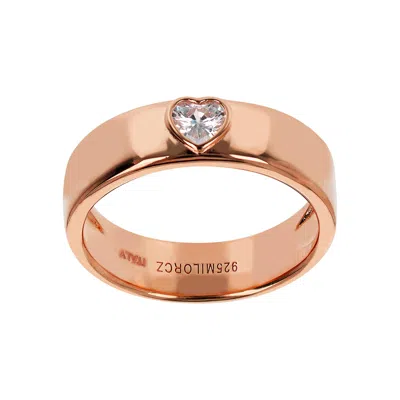 Autentica - White Heart Gemstone Band Ring In Gold