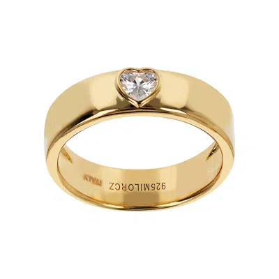 Autentica - White Heart Gemstone Band Ring In Gold