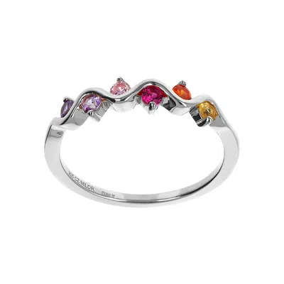 Autentica - 0.20 Cttw Multi- Color Wave Design Ring