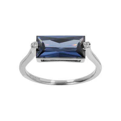 Autentica - 3.80 Cttw Baguette Solitaire Ring In Blue