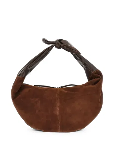 Autentica 504 Adara Knot-detail Suede Tote Bag In Brown