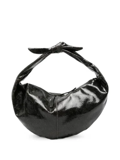 Autentica 504 Cracked-effect Knotted Shoulder Bag In Black