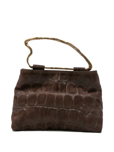 Autentica 504 Delia Joy Crocodile-effect Top-handle Tote Bag In Brown