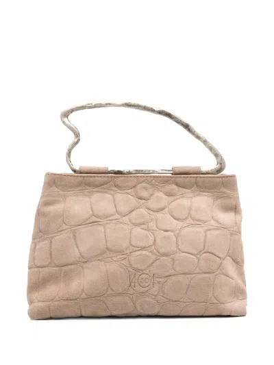 Autentica 504 Delia Joy Crocodile-effect Top-handle Tote Bag In Neutral