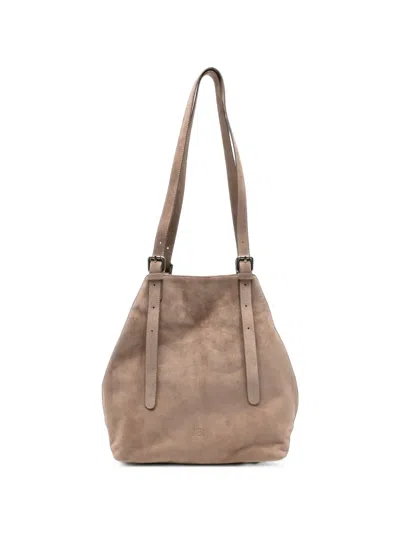 Autentica 504 Galatea Suede Buckle-detail Shoulder Bag In Neutral