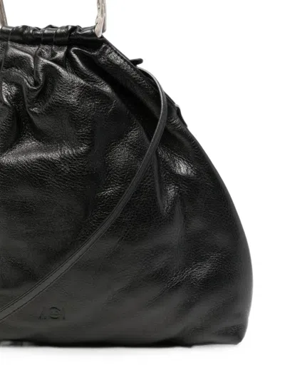 Autentica 504 Leather Metal-handle Tote Bag In Blue