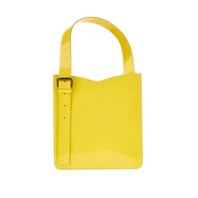 Autentica 504 Patent Leather 'iron' Tote Bag In Yellow