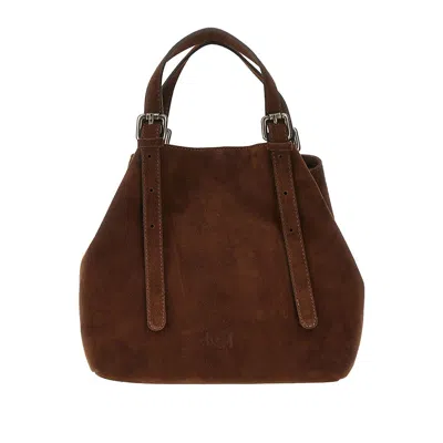 Autentica 504 Suede Leather Small 'galatea' Bag In Brown