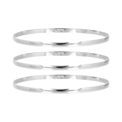 Autentica - Set Of 3 Polished Bangles In Metallic