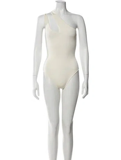 Pre-owned Auteur Asymmetrical Sleeveless Bodysuit W/ Tags In White