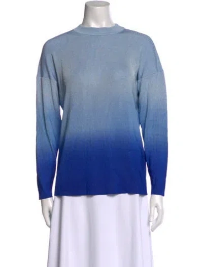 Pre-owned Auteur Bateau Neckline Long Sleeve Blouse In Blue