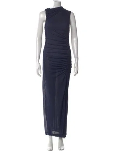 Pre-owned Auteur Cowl Neck Long Dress In Blue