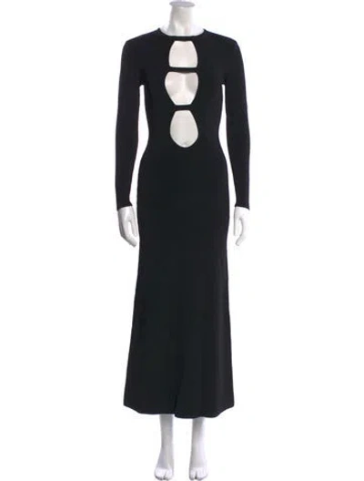 Pre-owned Auteur Crew Neck Long Dress In Black