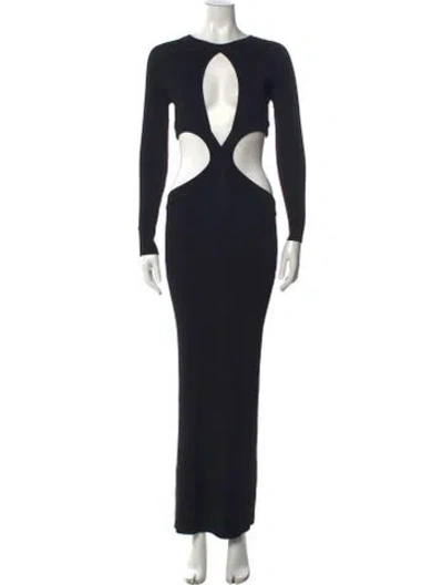 Pre-owned Auteur Crew Neck Long Dress In Black