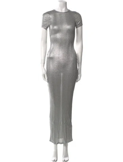 Pre-owned Auteur Crew Neck Long Dress In Gray