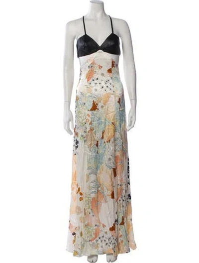 Pre-owned Auteur Floral Print Long Dress In Multicolor