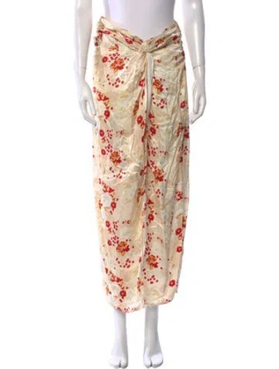 Pre-owned Auteur Floral Print Midi Length Skirt In Neutral