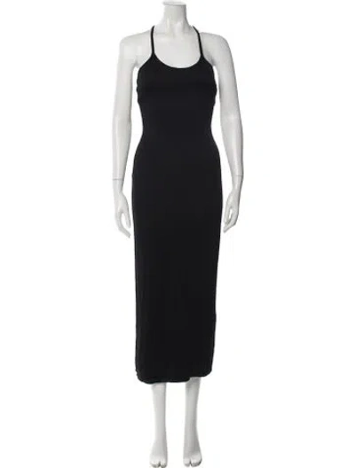 Pre-owned Auteur Halterneck Long Dress In Black