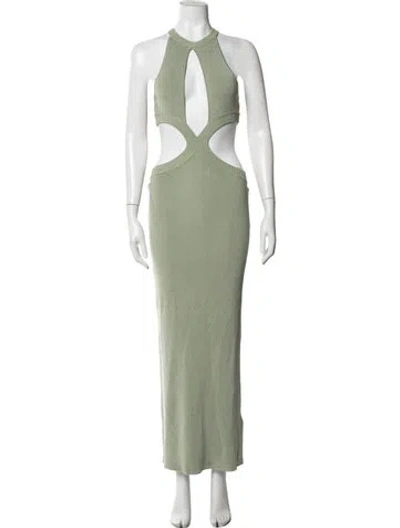 Pre-owned Auteur Halterneck Long Dress In Green