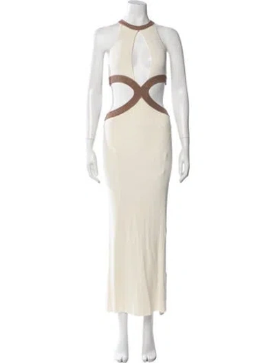 Pre-owned Auteur Halterneck Long Dress W/ Tags In Neutrals