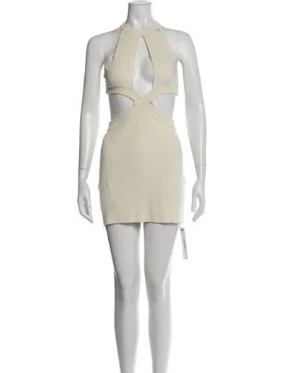 Pre-owned Auteur Halterneck Mini Dress In Neutrals