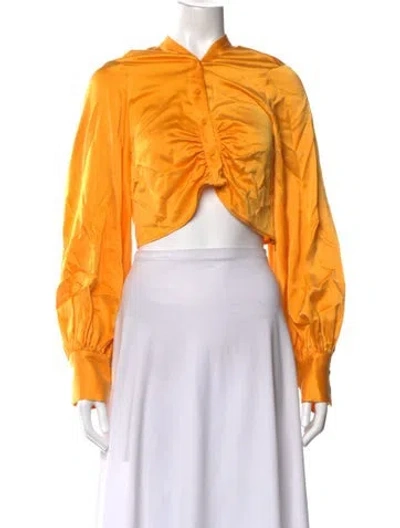 Pre-owned Auteur Long Sleeve Crop Top In Yellow