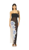 Auteur Maya Dress In Black Magnolia Print
