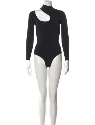 Pre-owned Auteur Mock Neck Long Sleeve Bodysuit W/ Tags In Black