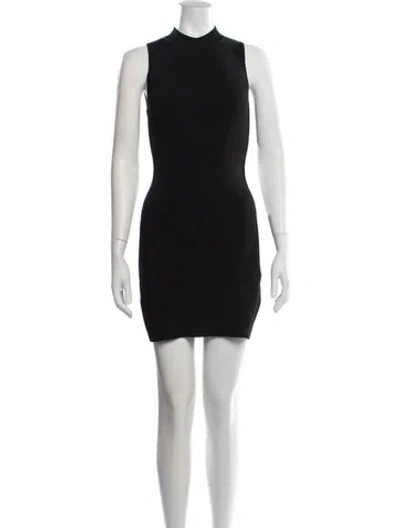 Pre-owned Auteur Mock Neck Mini Dress In Black